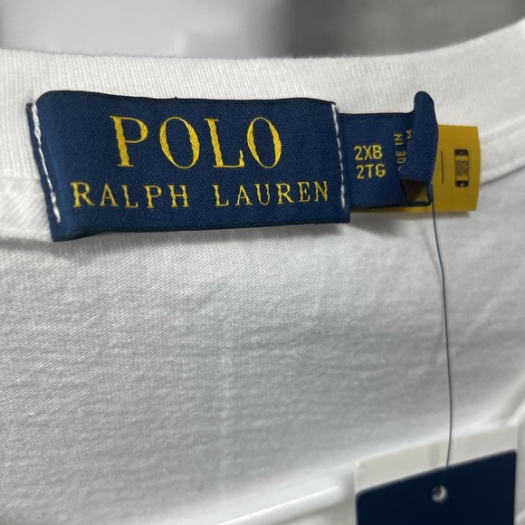 NWT 2XB Polo Ralph Lauren Crewneck Graphic Cotton T-shirt White Red Blue - Picture 4 of 5